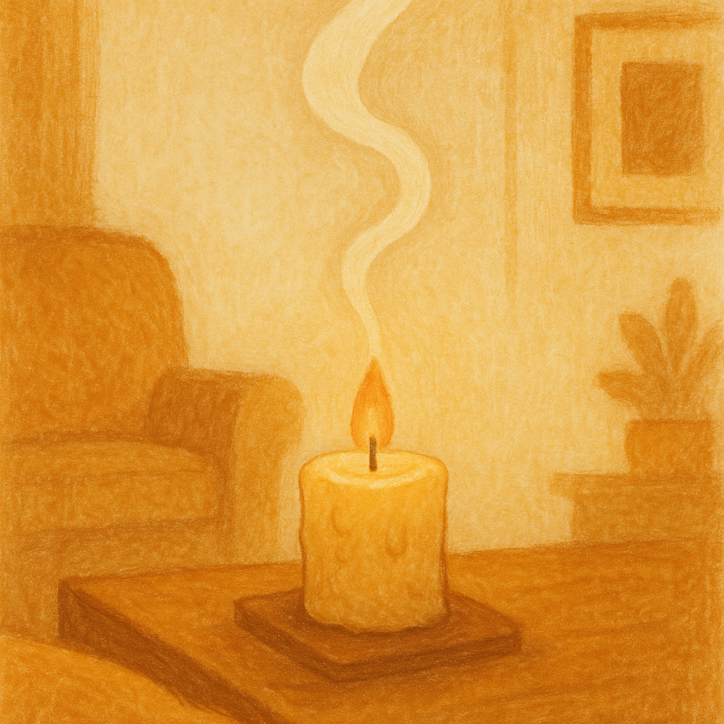 Illustration : bougie dont la flamme vacille doucement. Métaphore du burnout AuDHD.